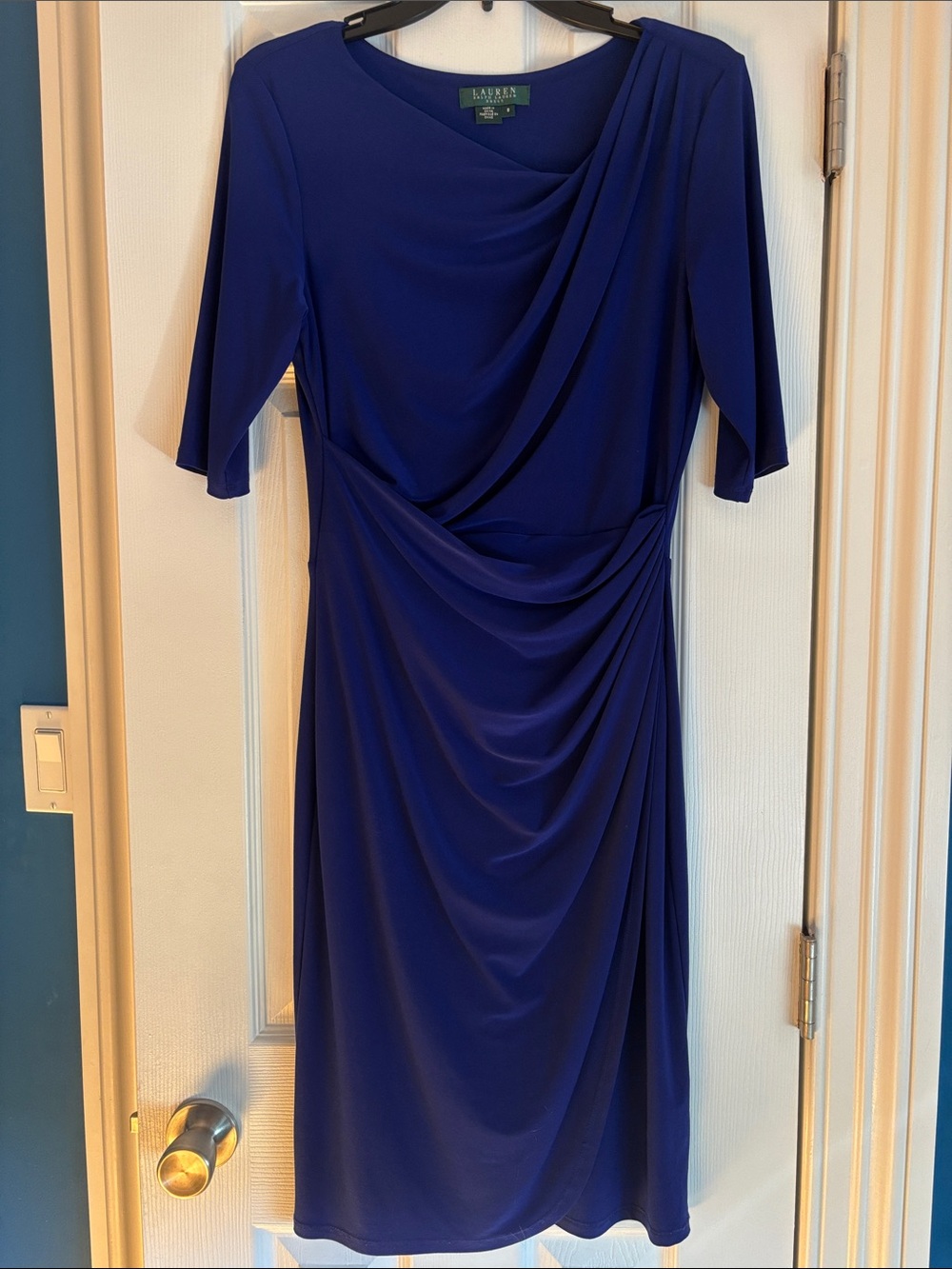 Lauren Ralph Lauren Cobalt Blue Draped Midi Dress